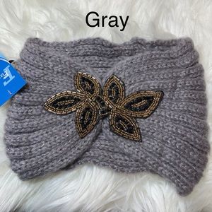 Knitted Headwrap Ear Warmer with Beaded Bling